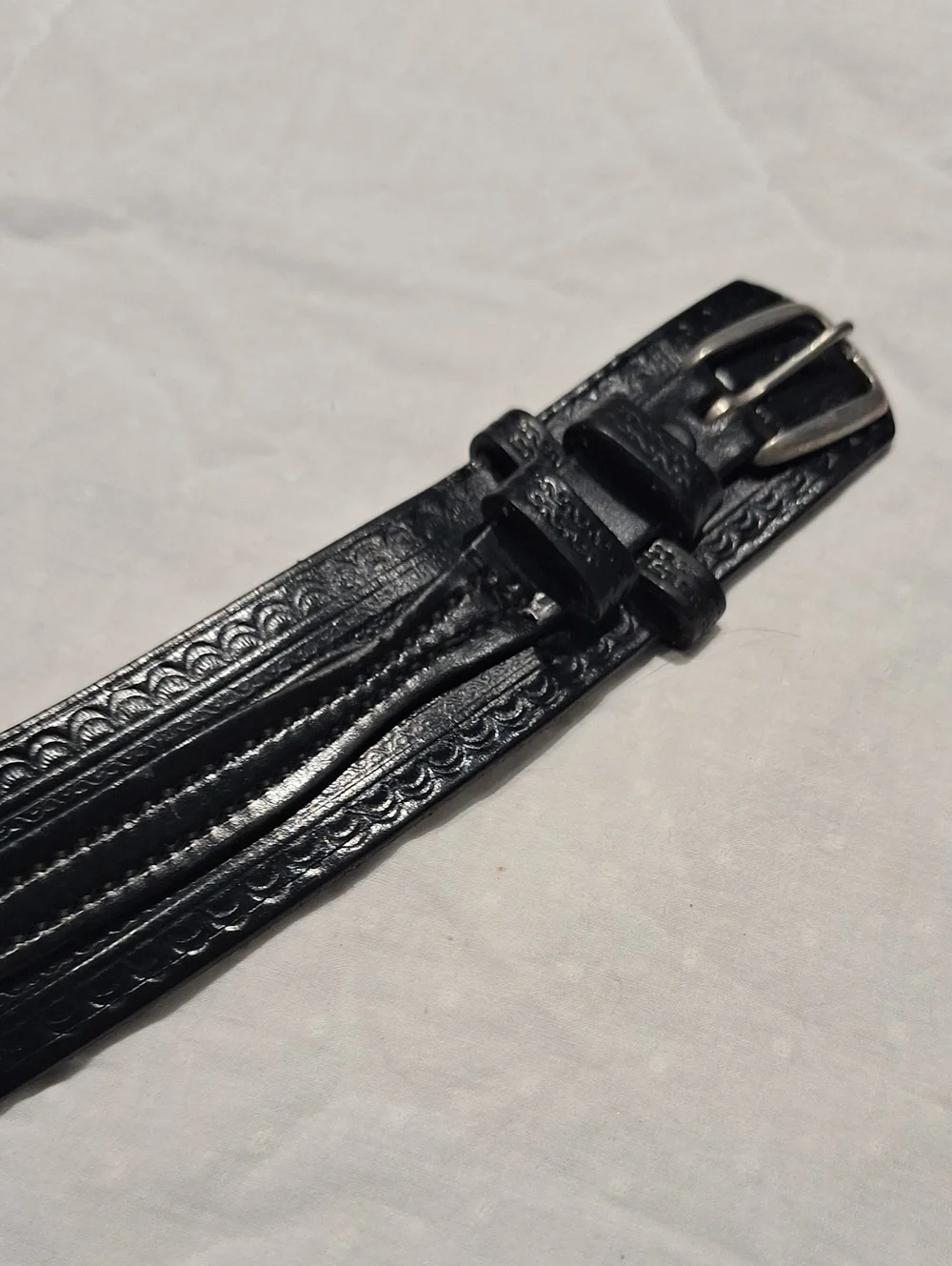 Frontier By Vogel Of Texas Embossed Black Leather Belt